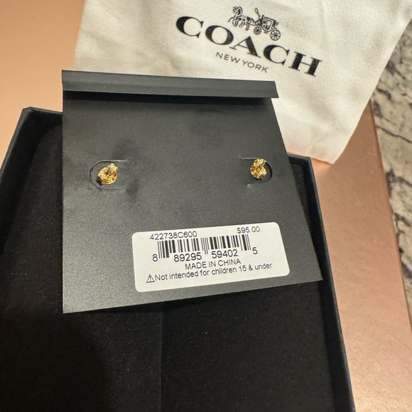 Coach Heart-Shaped Gold and Red Earrings - Picture 9 of 13